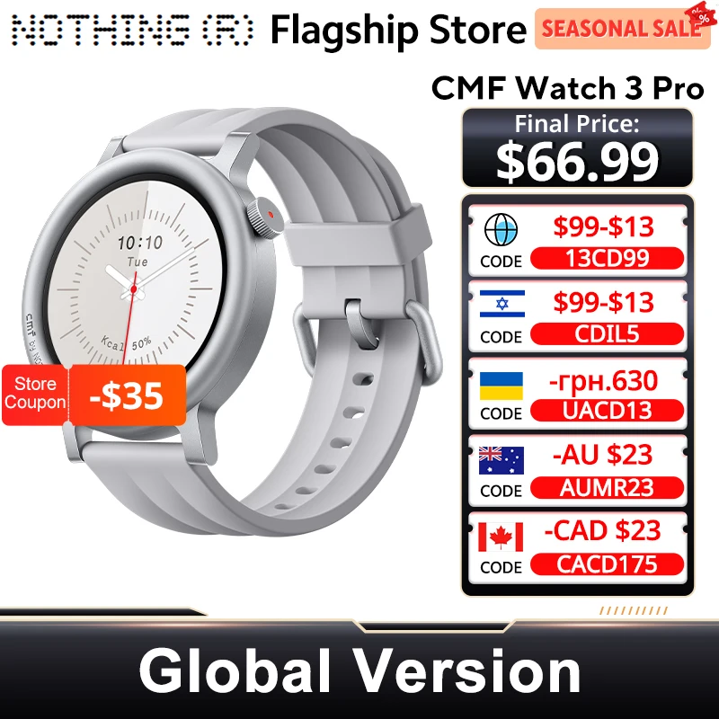 

Nothing CMF Watch 3 Pro Global Version 1.43"AMOLED Dual-Band GPS Bluetooth Call smartwatch 131 Sports modes Blood Oxygen Monitor