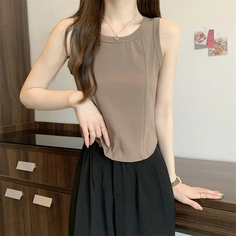 سترة نسائية بيضاء بحمالات رفيعة، ملابس داخلية عصرية، زي صيفي أنيق، مزيج قطني بقصة مستقيمة