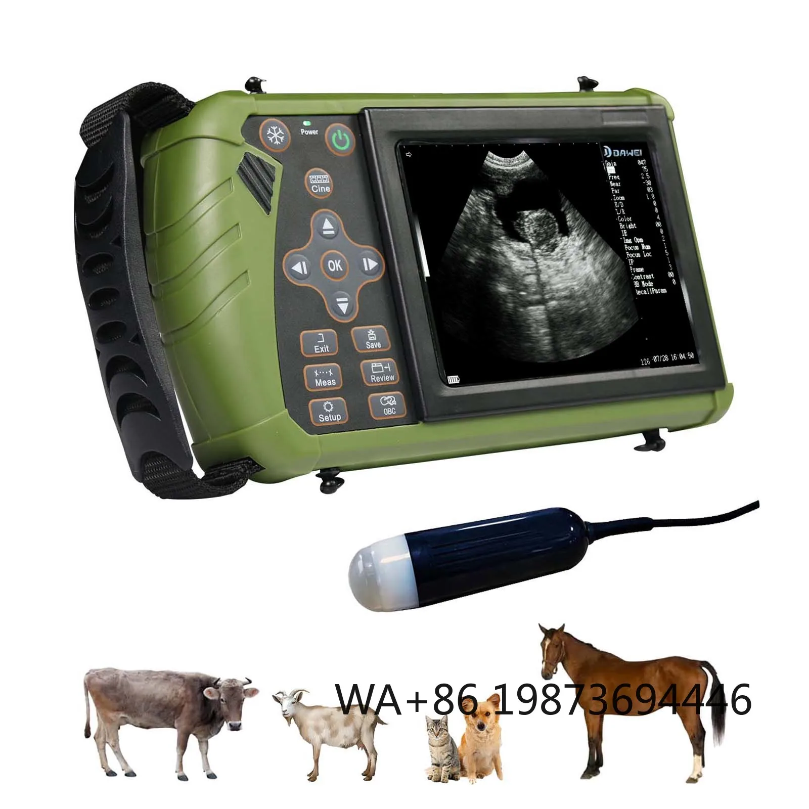 Portable Veterinary B‑Mode Ultrasound Scanner, Waterproof Probe Animal Device  for Sheep Pig Dog Clinical Examination