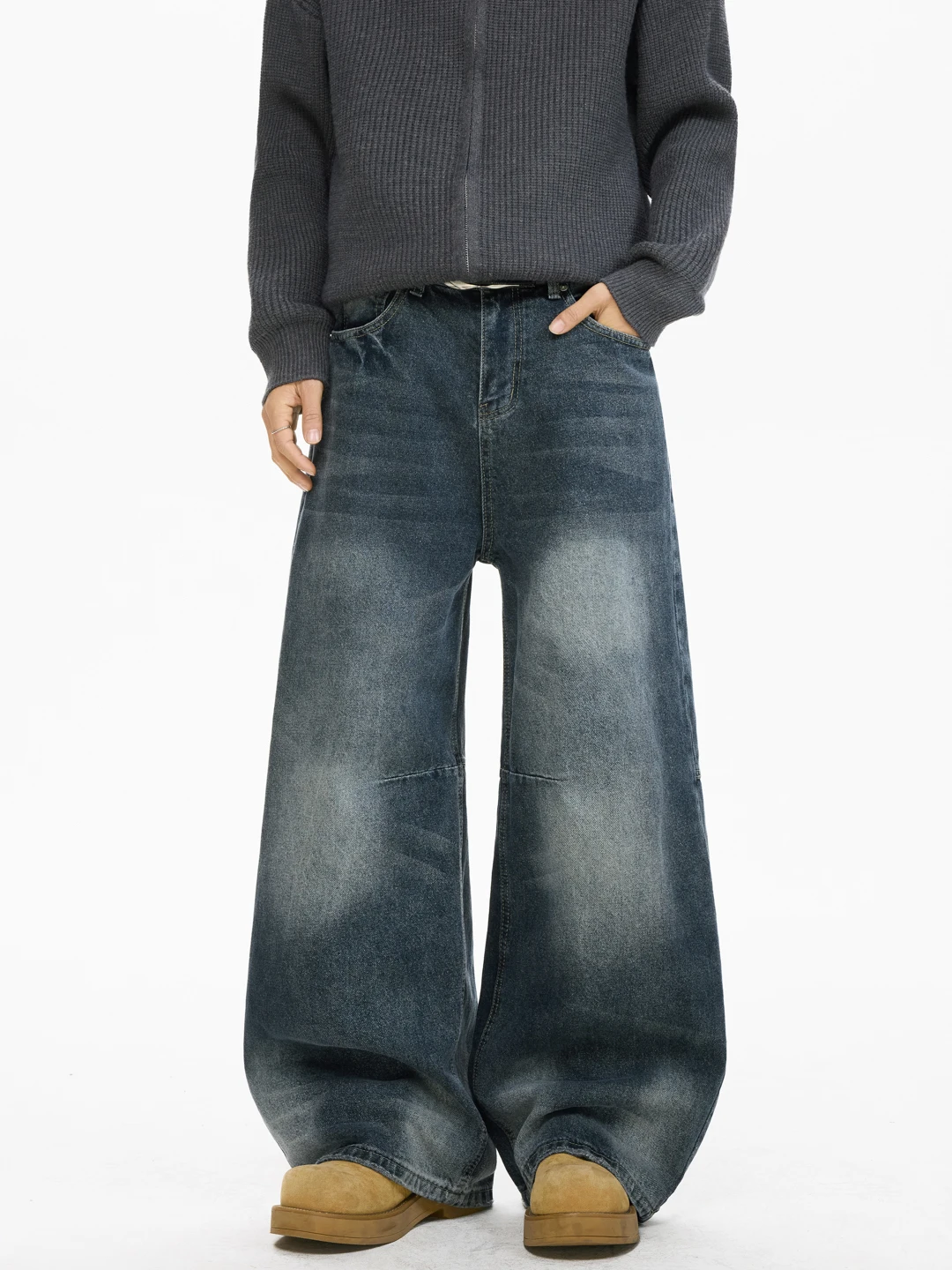 

Винтажные потертые мужские джинсы American Sle, свободные прямые брюки длиной до пола, повседневные широкие длинные брюки