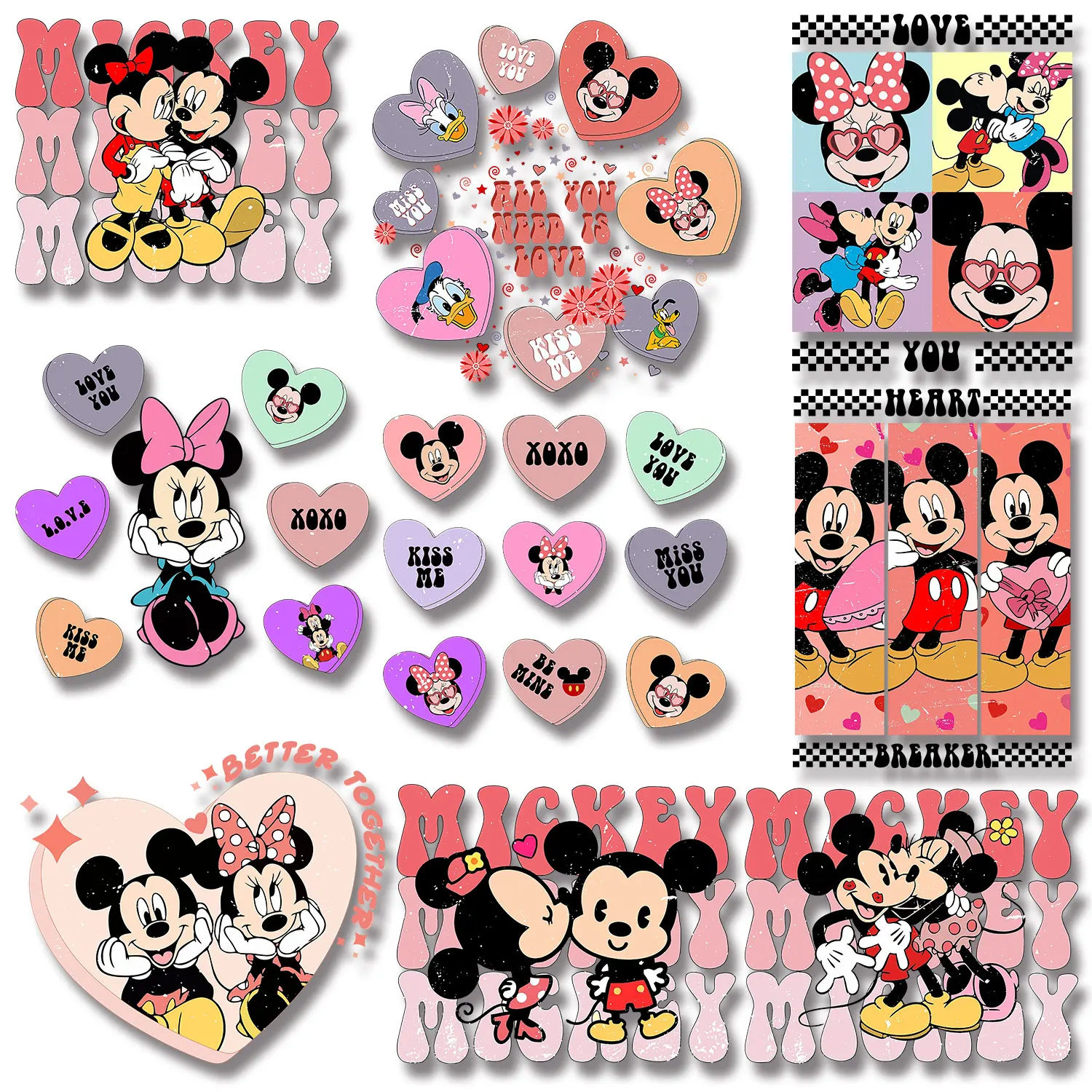 Valentine's Day Mickey Mouse Clubhouse Classic Couple Iron-on Transfers Patch for Clothes Washable DIY Appliques