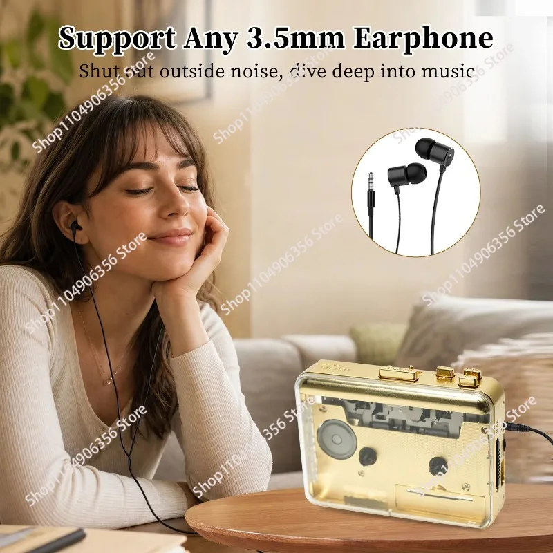 New retro high fidelity stereo gold walkman USB music cassette player