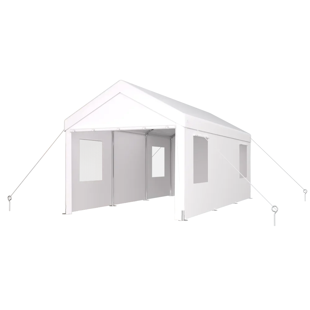 Carport 12' x 20' Portable Garage, Heavy Duty Car Port Canopy with 2 Roll-up Doors & 4 Ventilated Windows for Car, Truck, Boat