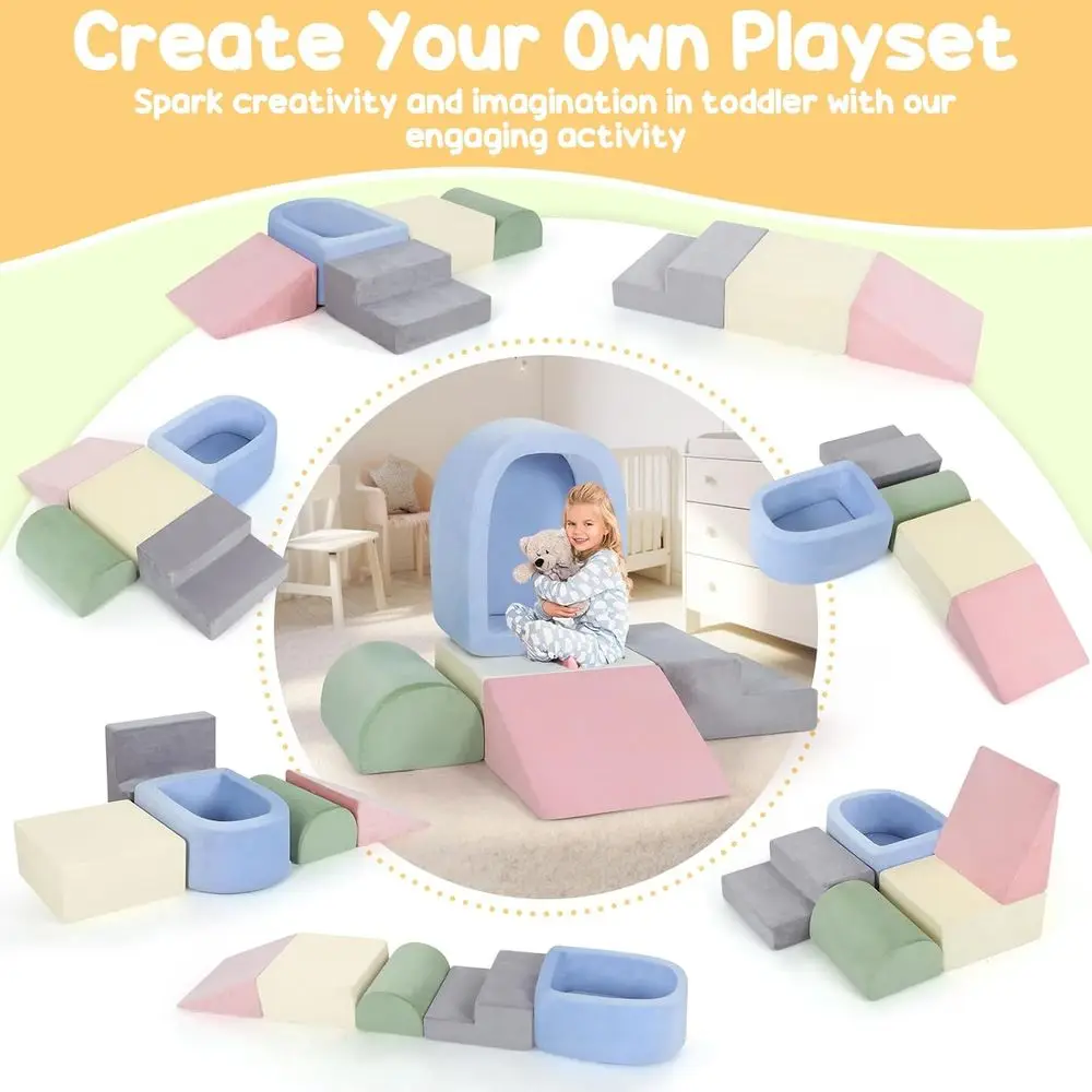 5-Color Toddler Indoor Climbing Blocks with Ball Pit, Soft Play Center (Balls Not Included)