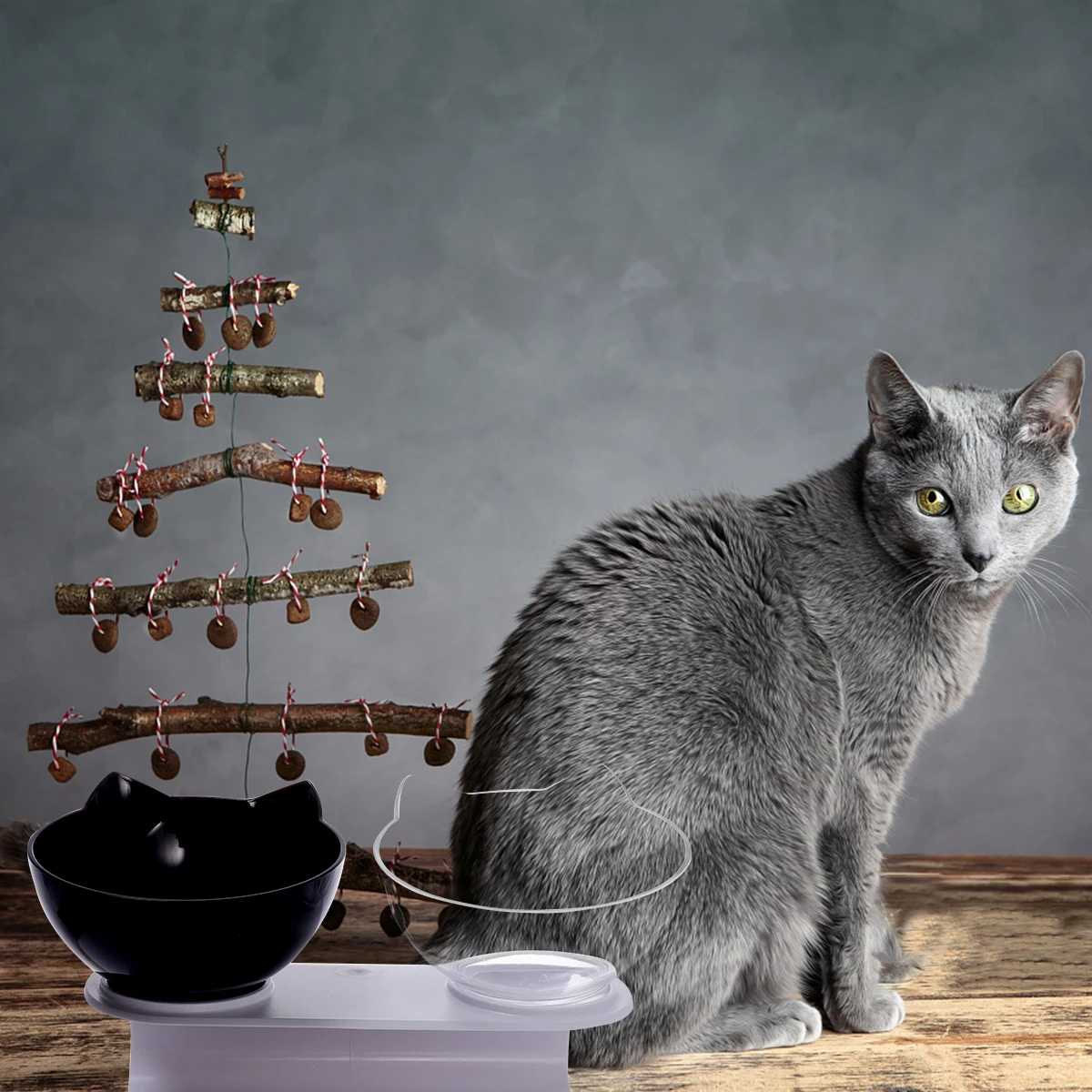 

Plastic 15 Degree Tilt Neck Support Detachable Transparent Food Water For Cats Pet Feeder Cat Food Dispenser Dog Bowl Cat