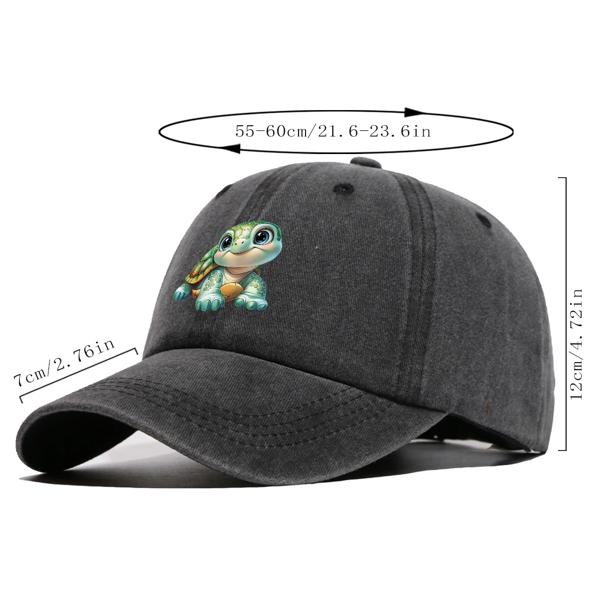1pc Cartoon Cute Turtle Print Baseball Cap, Comfortable Breathable Duckbill Hat, Fashionable Cute Age-Reducing Design, Unisex Ad