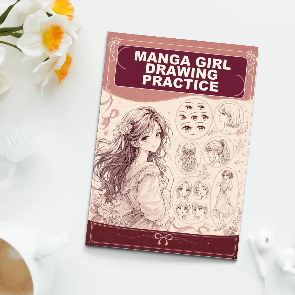 Manga Girl Drawing Practice Book, Anime Faces, Eyes, Hairstyles, Expressions, Poses and Outfit Sketching for Beginners