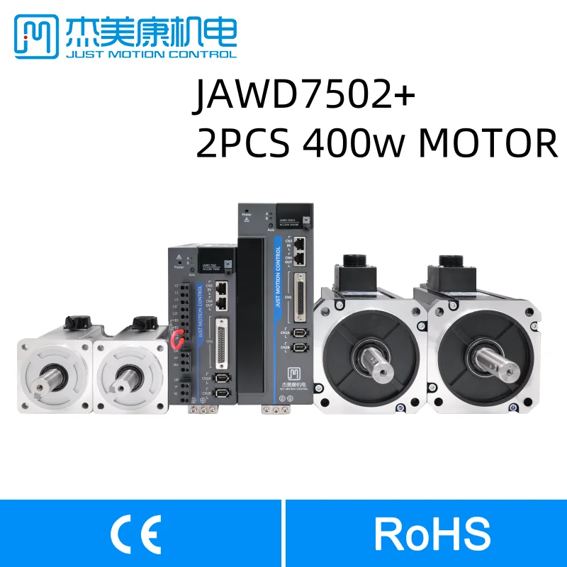 

JAWD7502+2pcs 60JASM504230K-17BCQ 220V 400W Dual Axis servo motor with driver kit for CNC router Automation