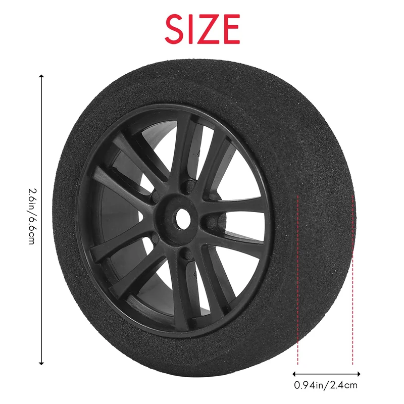 【AA04】4Pcs 66Mm Foam Tire Sponge Tyre Wheel Rim Set For Wltoys 144001 124016 124017 124018 124019 104001 RC Car Upgrade Parts