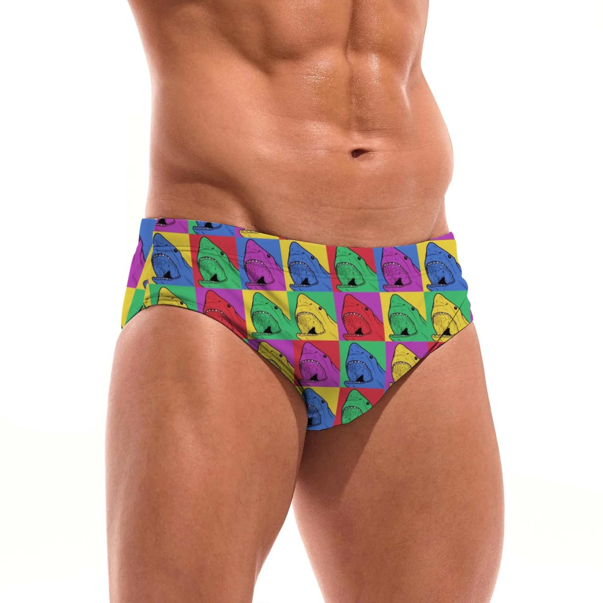 

Красочные мужские плавки-шорты с принтом акулы, сексуальные шорты для бассейна и пляжа, легкие, мягкие, удобные мужские плавки-брифы, сексуальные плавки-бикини