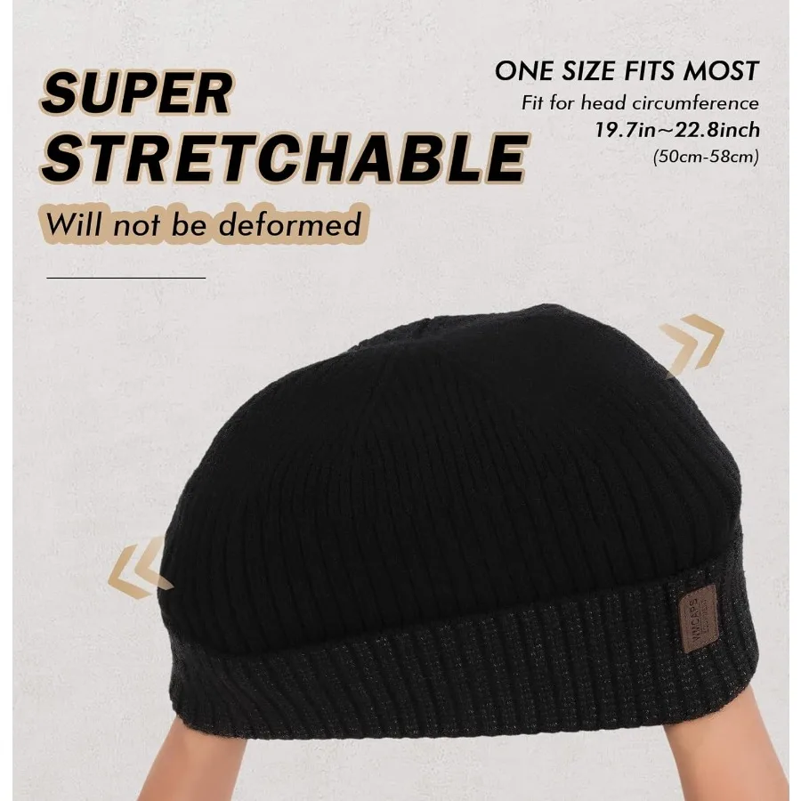 Wmcaps Gorro cálido para hombres y mujeres Gorro con forro polar Gorros cálidos de invierno Gorro con puños de punto de moda unisex