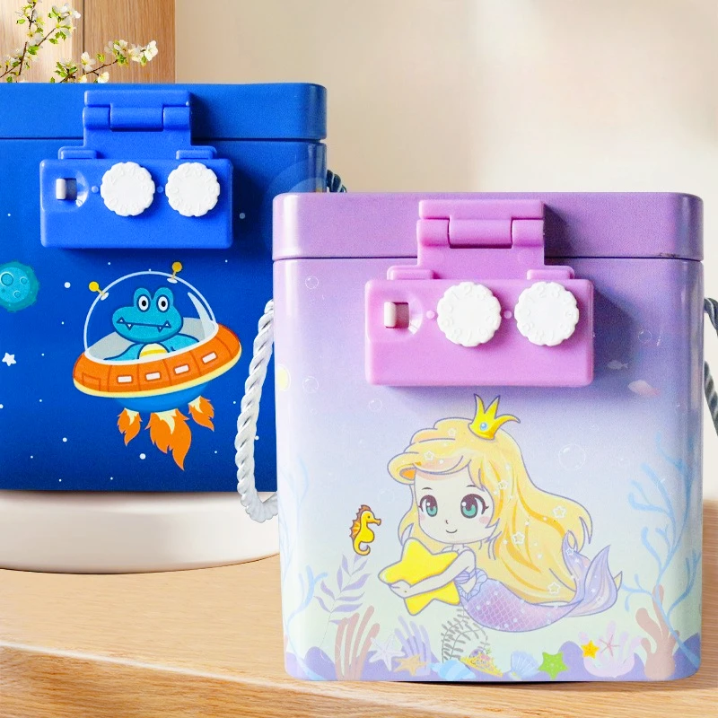 

Square Cartoon Piggy Bank with Lock Big Metal Coin Save Money Boxes Cute Password Kids Gift Children's Room Home Decoration