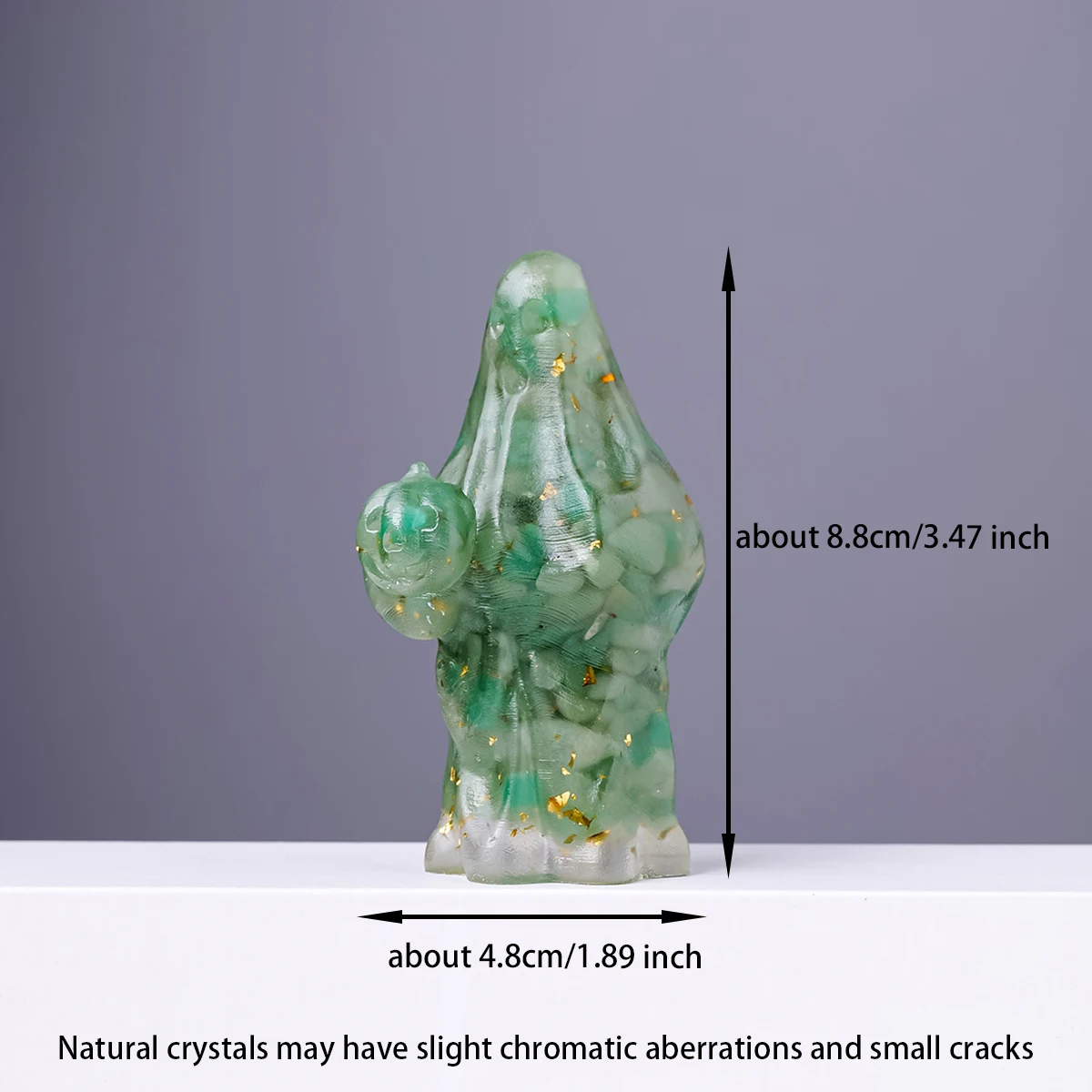 1PC Natural Crystal Gravel Pumpkin Ghost Statue Dropper Resin Reiki Stone Divination Fengshui Sculpture Halloween Home Decor