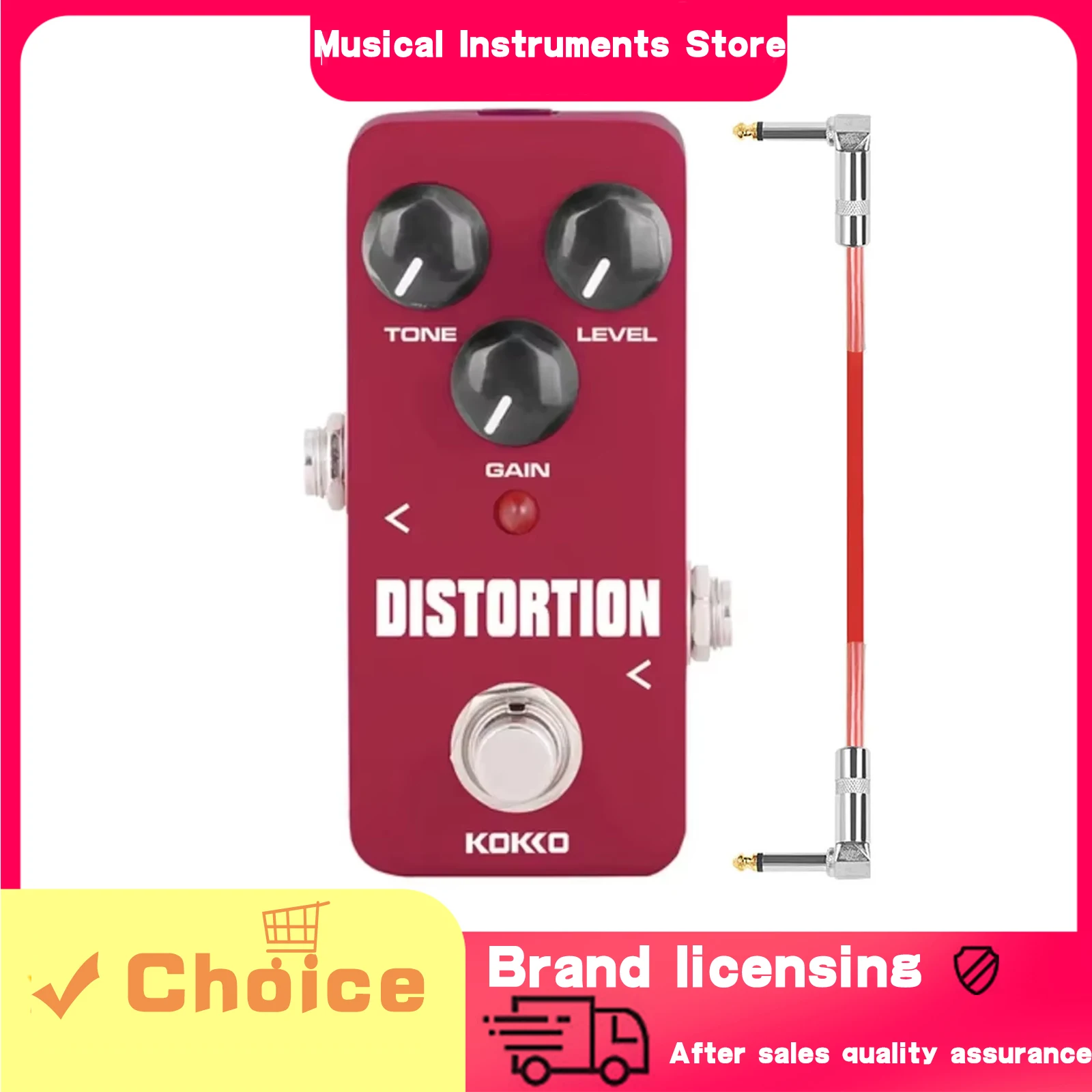 

Kokko Electric Guitar Effect Peda Distortion Mini Pedal Two-stage 9V/ 300mA DC Regulated Connection Effect Electric Guitar Part