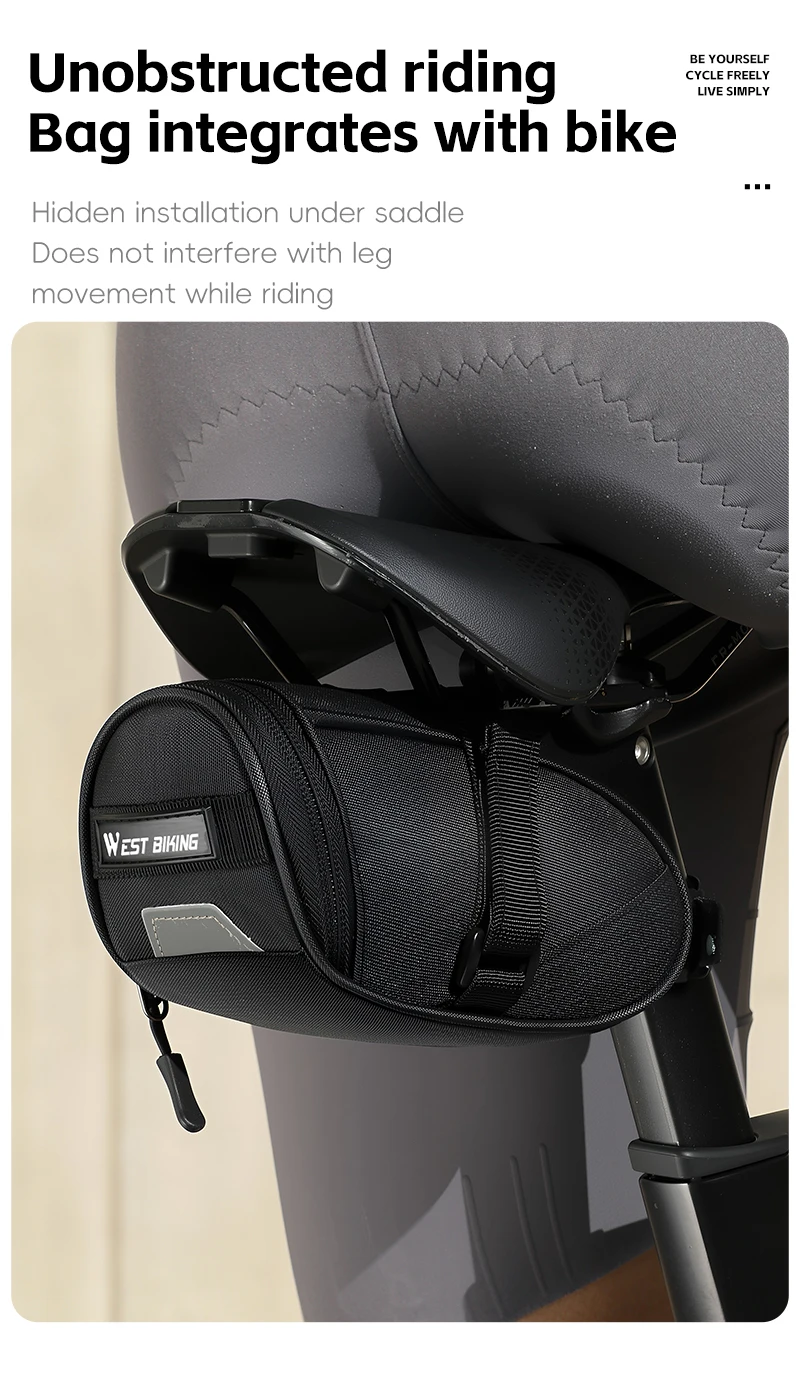 WEST BIKING Fahrradsatteltasche Wasserabweisende Rücksitztasche MTB Rennrad Fahrrad-Aufbewahrungszubehör Rücklicht-Riemen – Detail 9