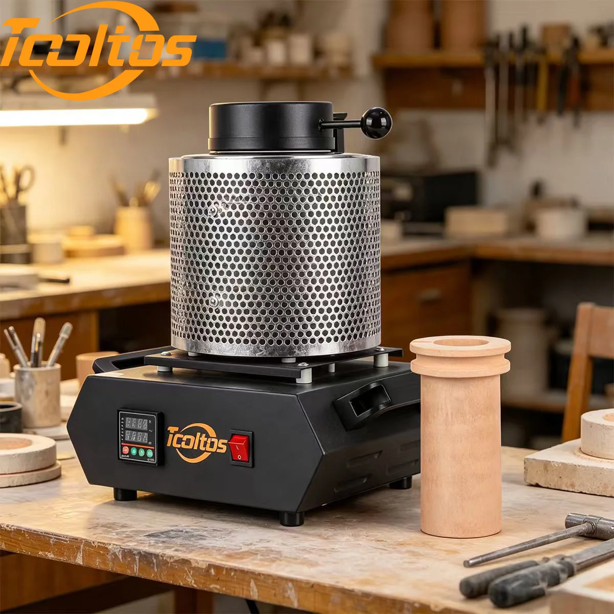 TOOLTOS Jewelry Gold Melting Furnace 1150°C 1800W Smelting Machine for 1KG 2KG 3KG Crucibles with 1KG Ceramic Crucible