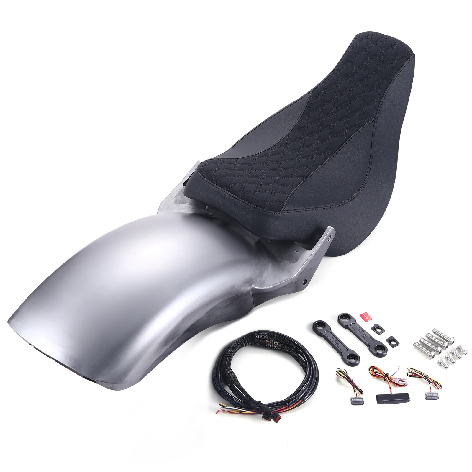 Alloy Steel Short Rear F ender Black Solo Seat for Softail Boy Breakout Fxbr Flfb 2018-2024