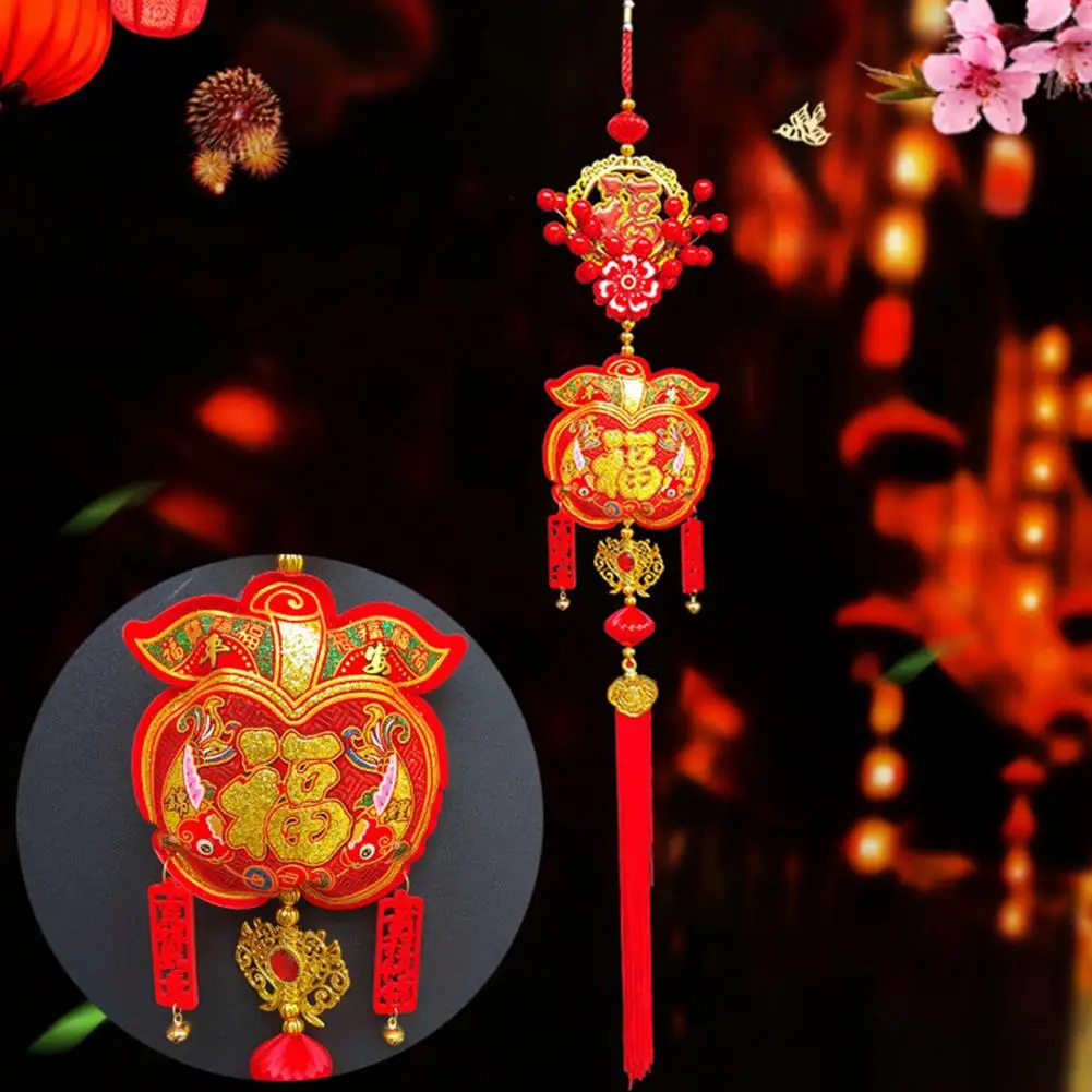 Liontin buah Fu merah Tahun Baru Cina, dengan rumbai 2024 Festival Musim Semi ornamen liontin dekorasi rumah ikan Cina Tradisional