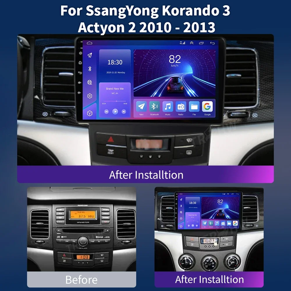 For SsangYong Korando 3 Actyon 2 2010 - 2013 Car Radio Multimedia Video Player Navigation GPS Android 13 No 2din 2 din dvd