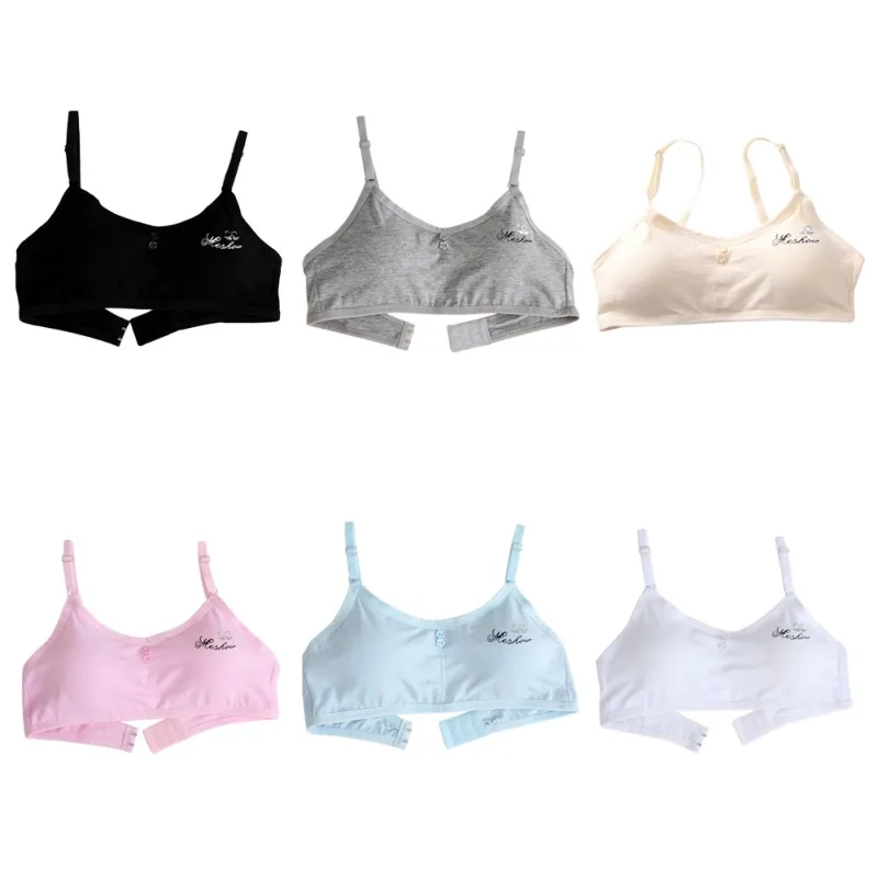 1PC Teen Girls Underwear Soft Padded Cotton Bra Young Children\'s Girls for Yoga Sports Running Breathable Bra For 12-18Y