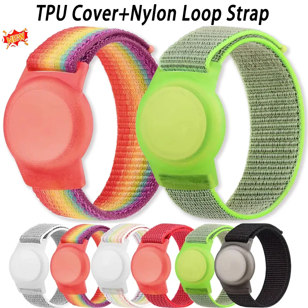 TPU Cover+Nylon Loop Strap For Apple AirTag 2 Kids/Adults Location Tracker Breathable Bracelet For AirTag 2 Change To Wristband
