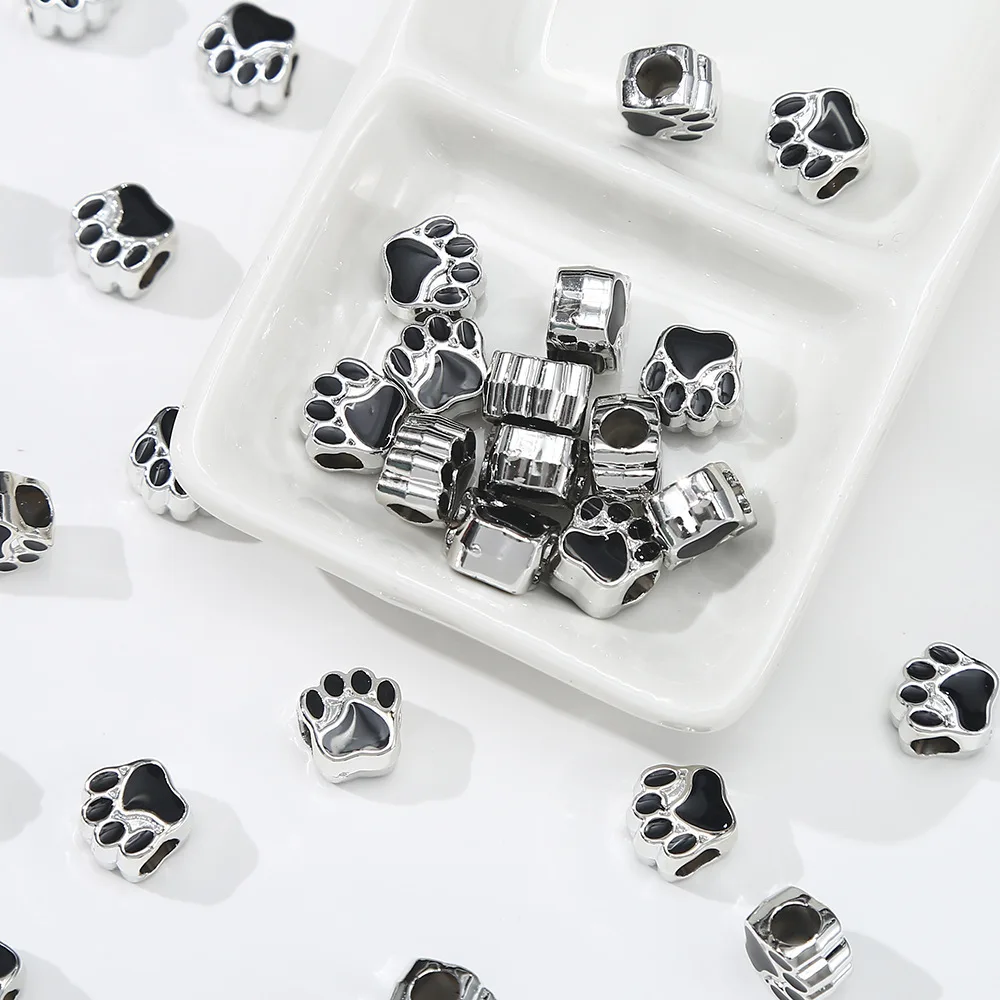 10 stuks 11x7mm Geperforeerde Hond Beer Kat Poot Acryl Druppel Olie Groot Gat Geïsoleerde Kralen Voor voor Sieraden Maken Diy Accessoires