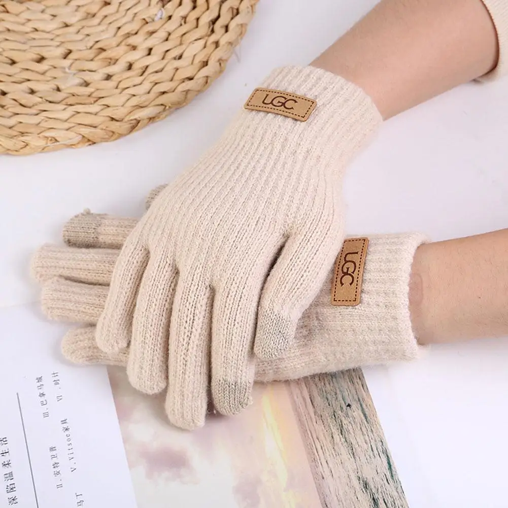 1pair Women's Cable Knit Gloves Warm Fleece Lined Knit Gloves with Touchscreen for Women Girls Winter Gift