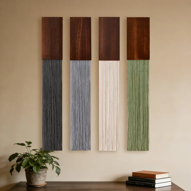 New Arrival Handmade Woven Diamond Wood Board Boho Tapestry Finished Hand Washable Wall Decor For Living Room Bedroom Background