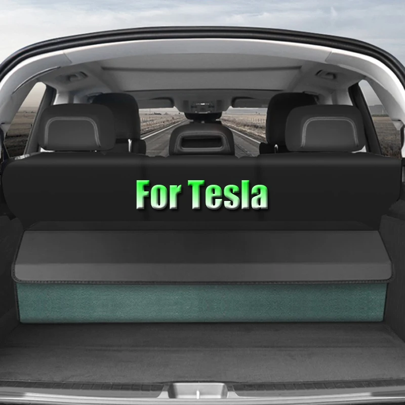 Length 115cm-Large Capacity Car Trunk Organizer Box Leather Folding Storage Bag For Tesla Model 3 Model Y Model S Model X