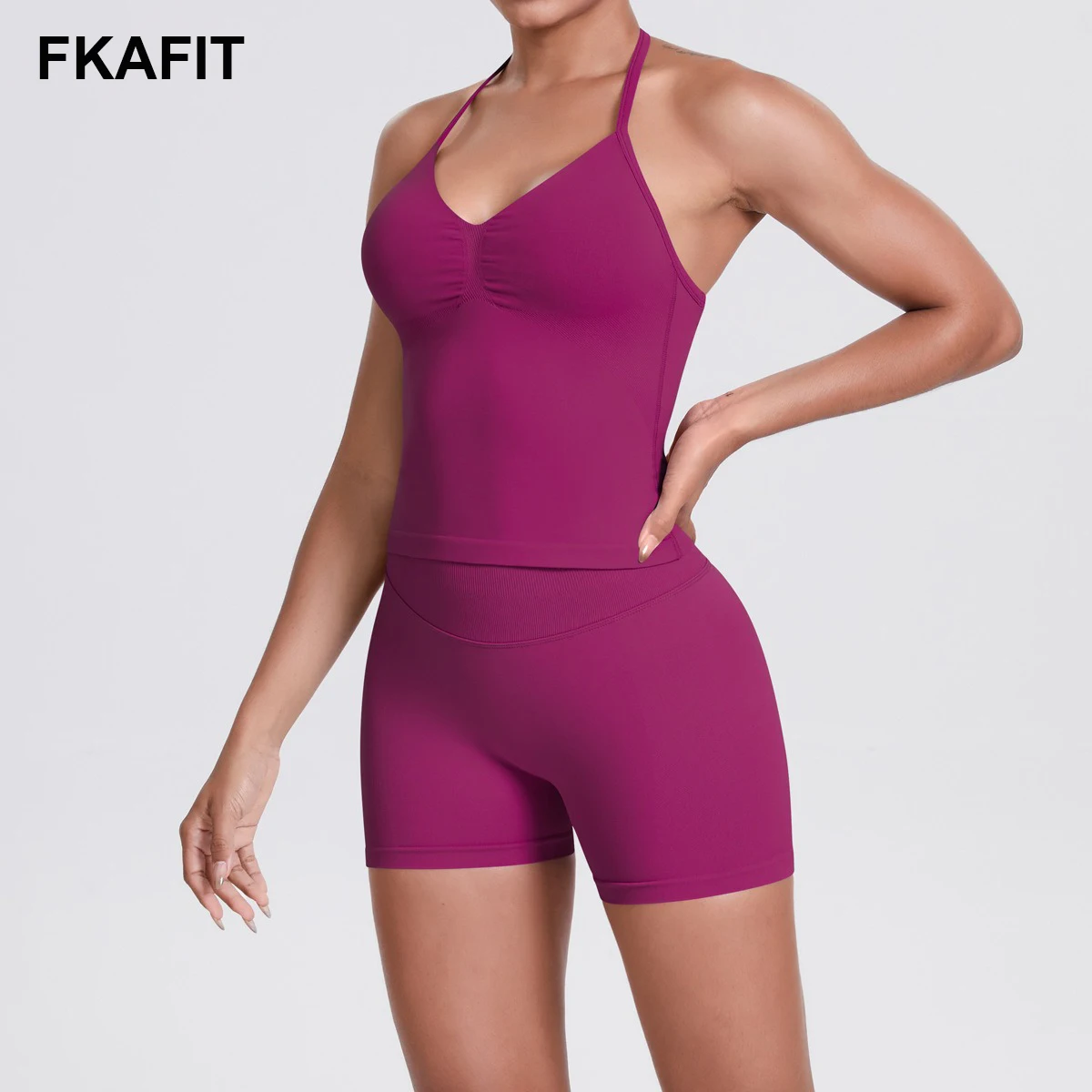 

2 шт. спортивный комплект, женские топы на бретелях с открытой спиной, бесшовные шорты с высокой талией, спортивный костюм, одежда для фитнеса, спортивная одежда, комплекты для тренировок