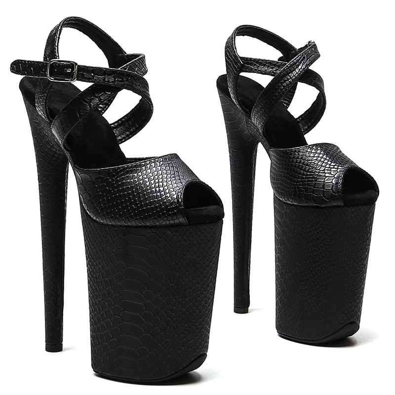 

Leecabe 23CM/9inches Matte PU Snake upper fashion trend exotic sexy romantic Platform Sexy High Heels Sandals Pole Dance shoes