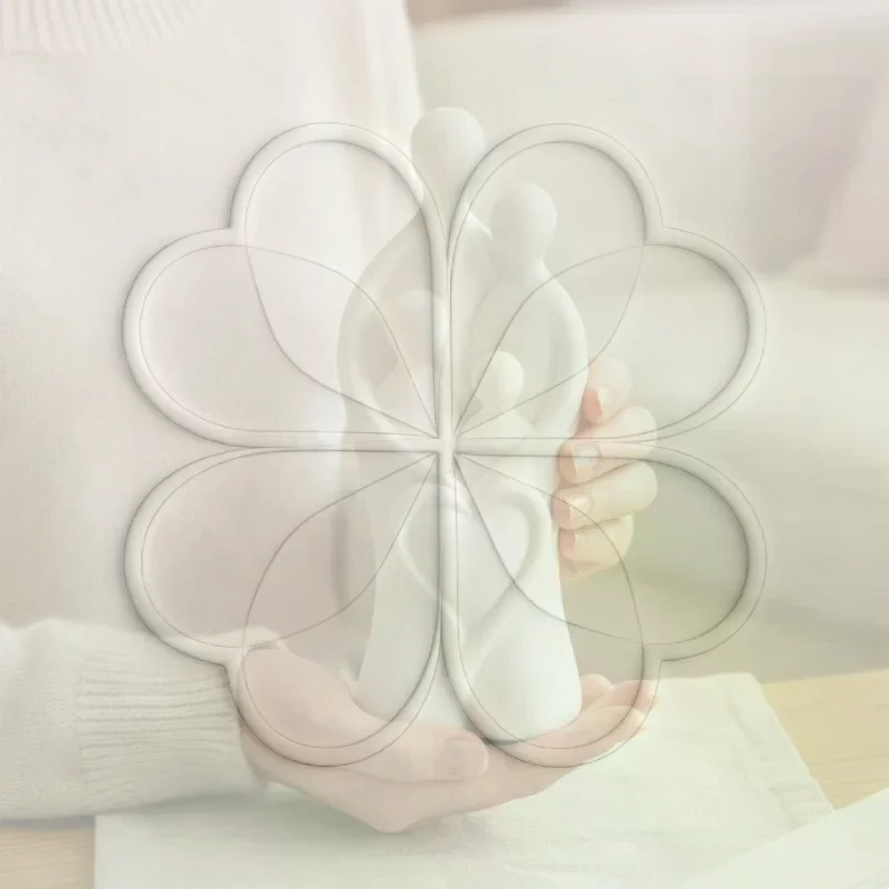 3D Printed White Family Figurine with Heart Embrace Design Cute Resin Ornament for Home Office Decor Gift