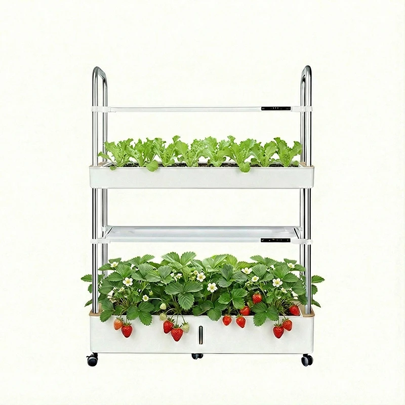 Stock Hydroponic Greenhouse Systems Led Plant Indoor Garden Hydroponic Vertical System Intelligent Planter White ABS Easy