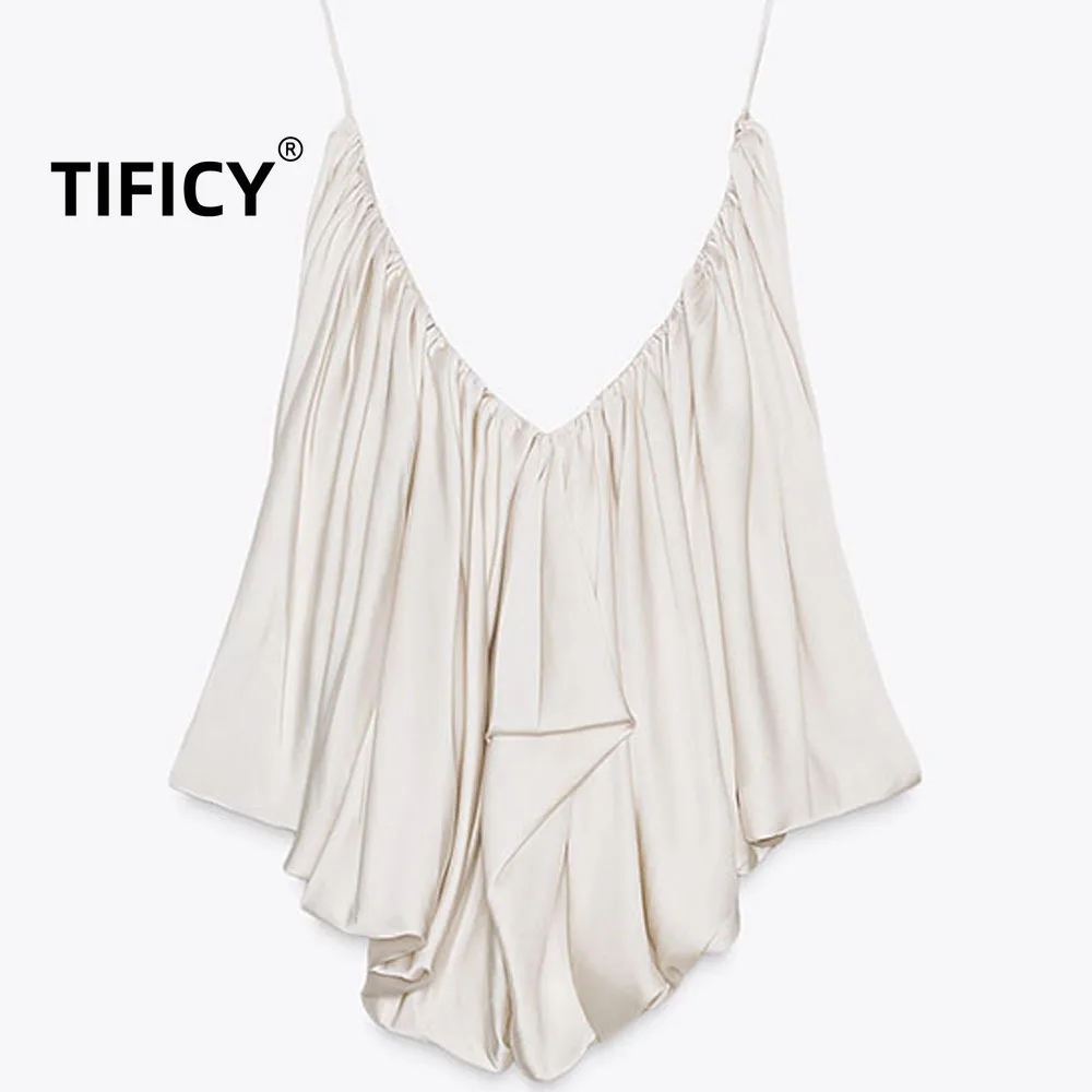 

TIFICY High Street майки с ремешками, новые летние женские универсальные майки без рукавов с пятнами и сложенным ремешком, уличная одежда, топ