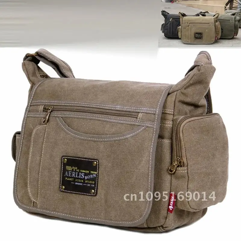 Bolsa casual de lona vintage masculina, bolsa crossbody de viagem para escola, mensageiro, qualidade de viagem, ombro alto, bolsa masculina