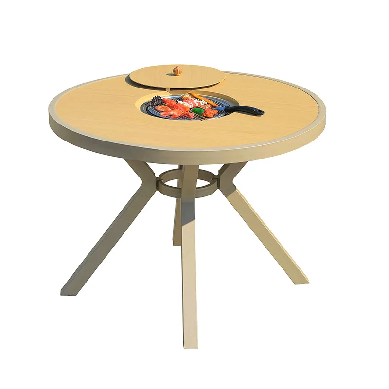 

Outdoor barbecue table and chair combination dinner barbecue courtyard outdoor table and chairs cast aluminum open-air