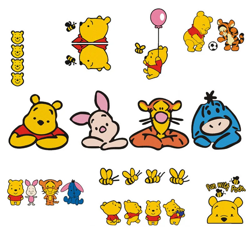 Winnie The Pooh Reflective Car Stickers Disney Cartoon Styling Auto Window Driving Mirror Sunscreen Decals Windshield Decoration