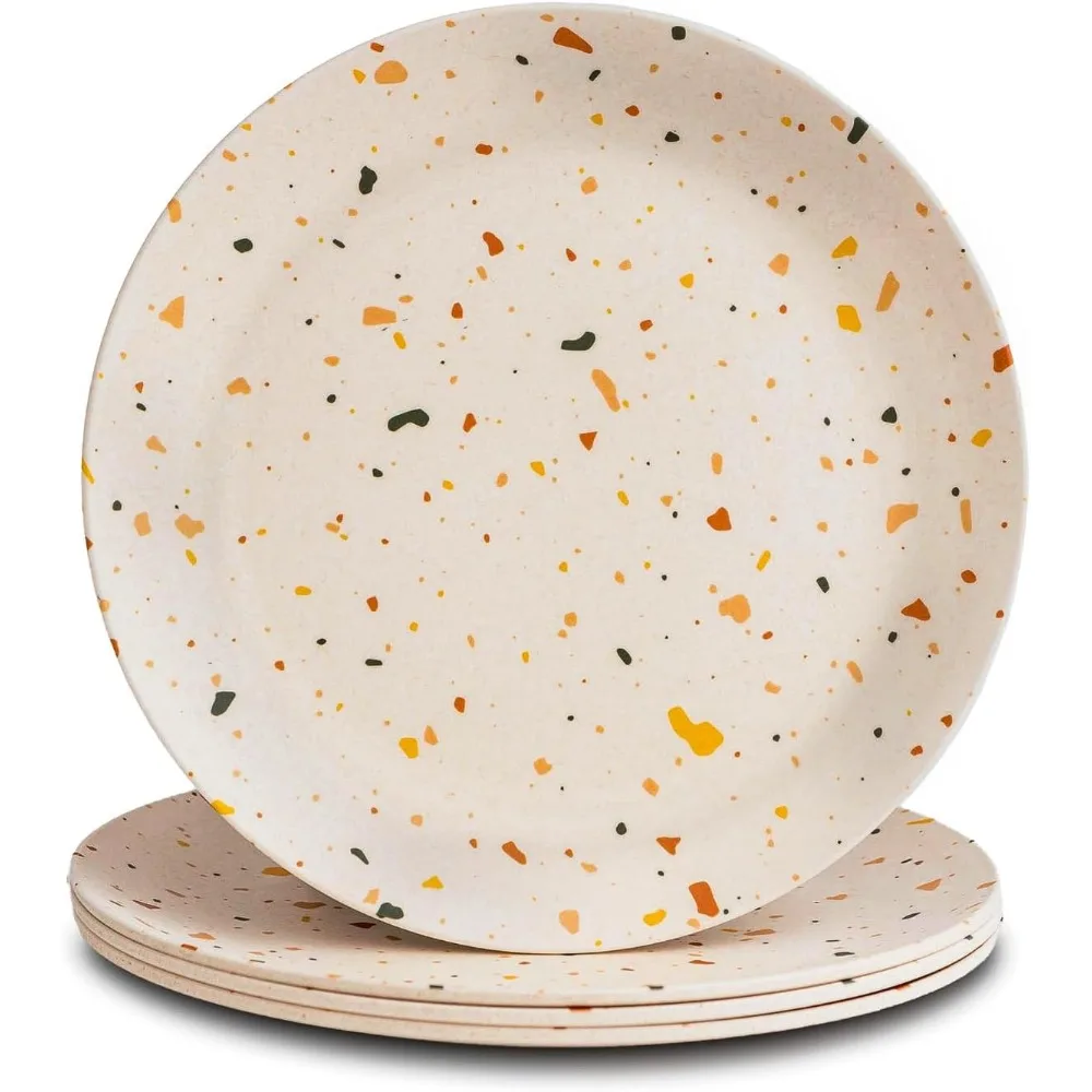 

4-Pack Reusable Bamboo Kids Plates – 8" Non-Toxic, Dishwasher Safe Toddler Dinnerware (Celebration)