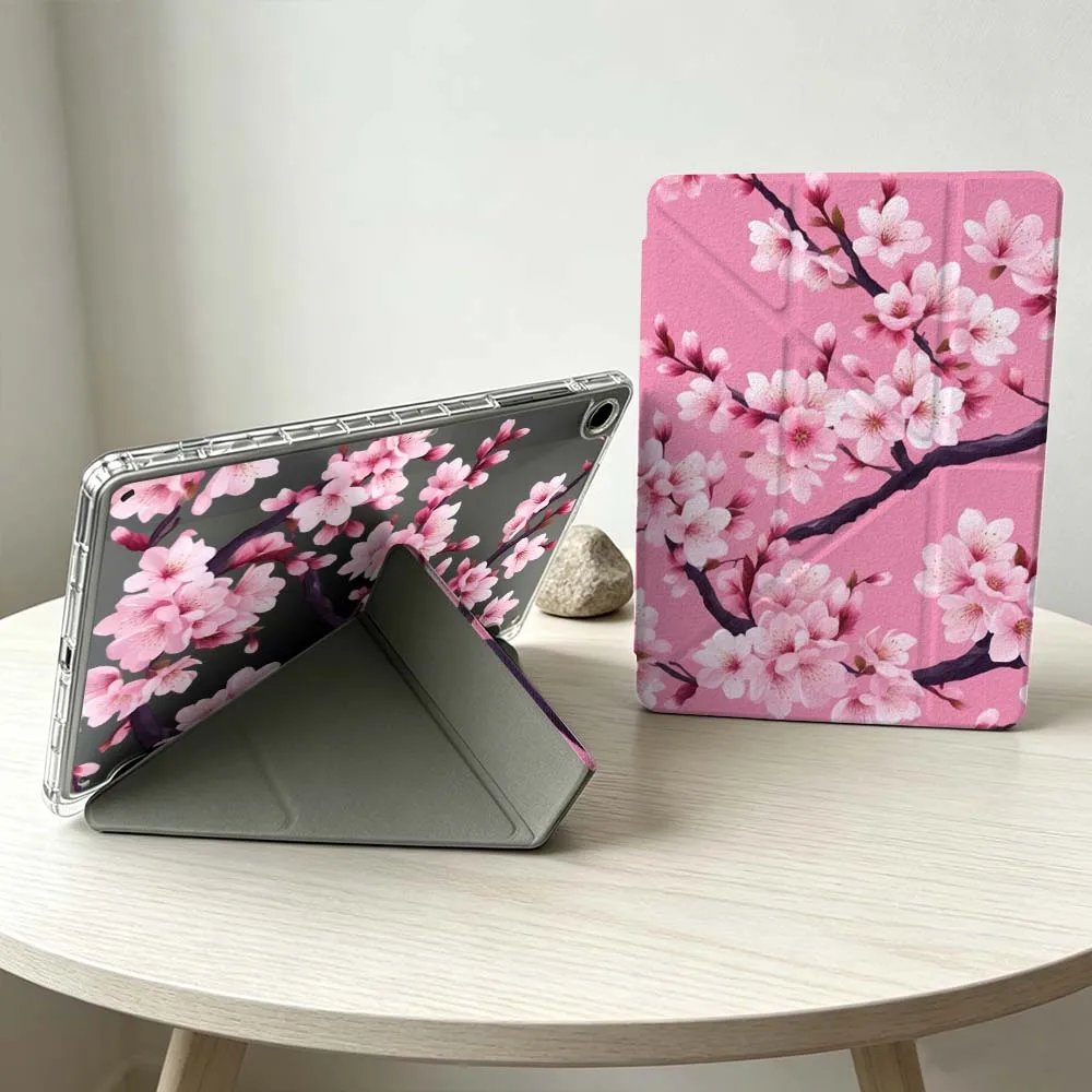 Pink Cherry Blossom Pattern Soft For Samsung Galaxy Tab S10 S9 S8 S7 S6 A11 A10 A9 FE Plus Lite Foldable 3Y Tablet Case