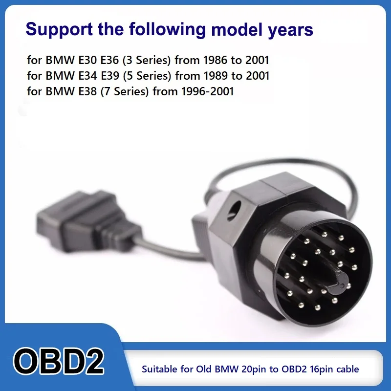 

20-контактный на 16-контактный разъем OBD2, разъем диагностики OBDII, удлинительный кабель-адаптер для старого BMW E30 E34 E36 E38 E39
