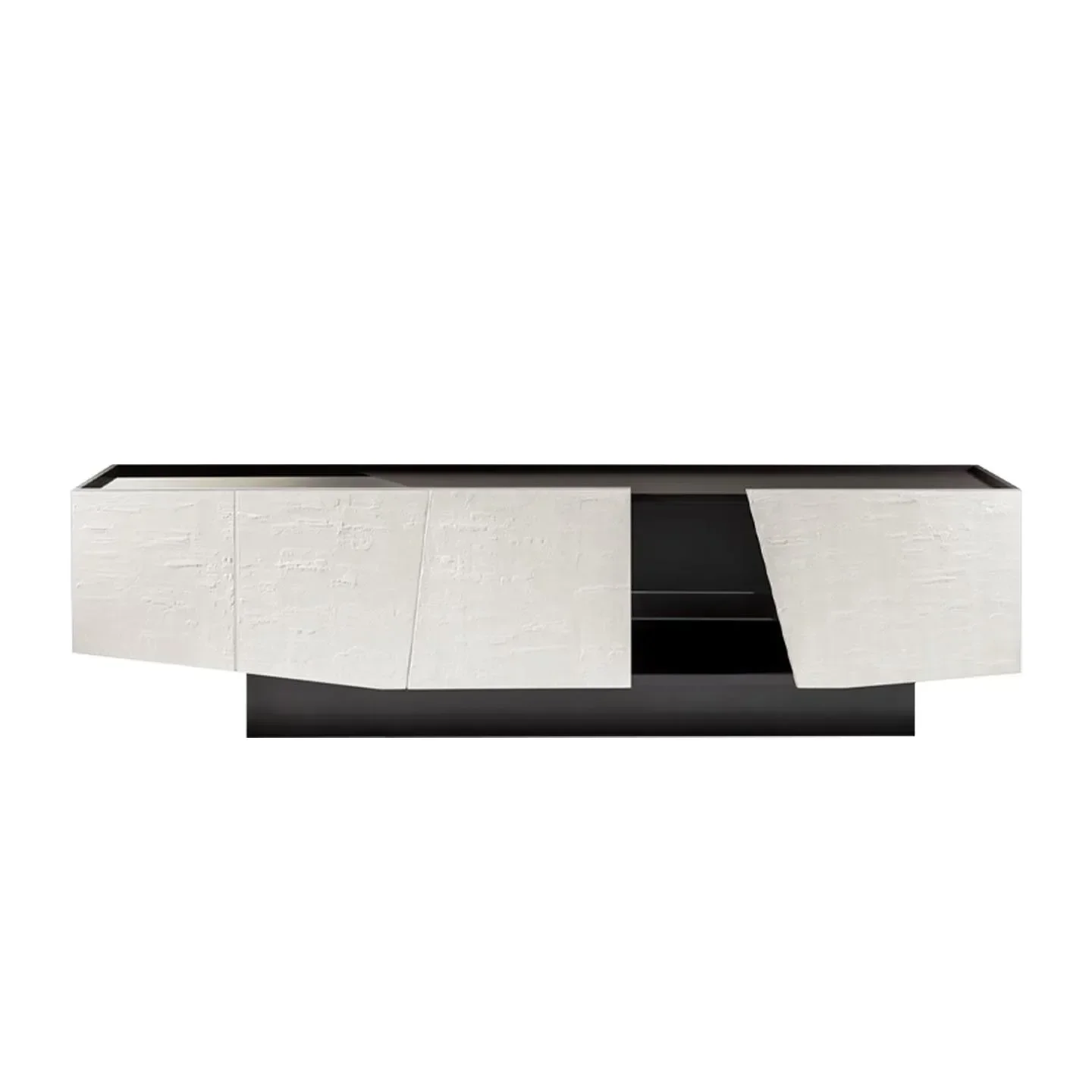 Italian solid wood TV cabinet, floor-to-ceiling light luxury high-end modern irregular, glass locker