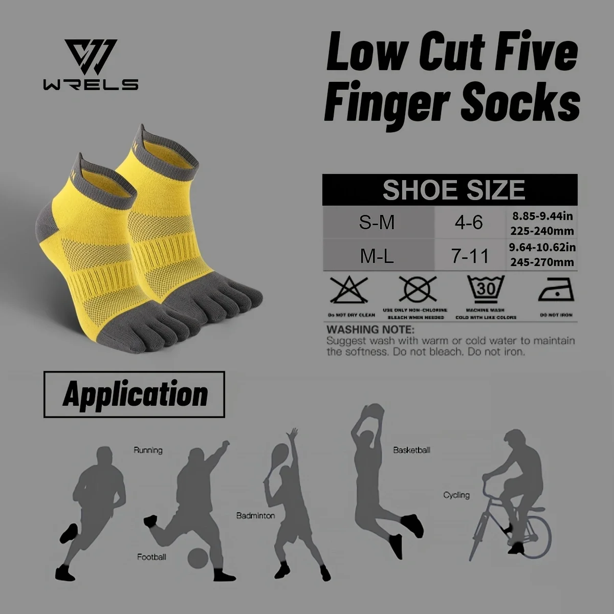 WRELS COOLMAX Sports Five Finger Socks Breathable Comfortable Anti Friction Athletic Running Five Toe Socks Marathon Toesocks