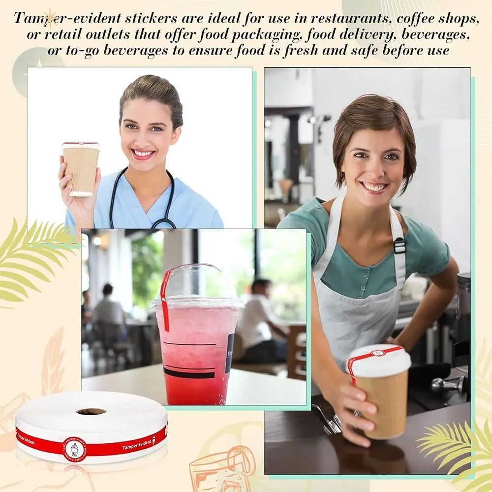 100PCS Paper Tamper Evident Sealing Sticker Red Green Drink Package Safe Secure Tag Long Stripe Backing Wrapping Seal Labels