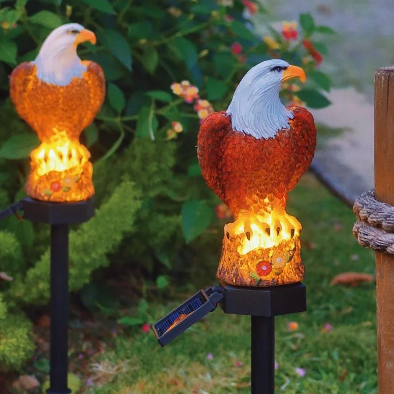 Eagle Figurine Garden Solar Stake Light, Solar Resin Eagle Lawn Lamp, Outdoor LED Ground Lamp, Patio Decorative Lamp