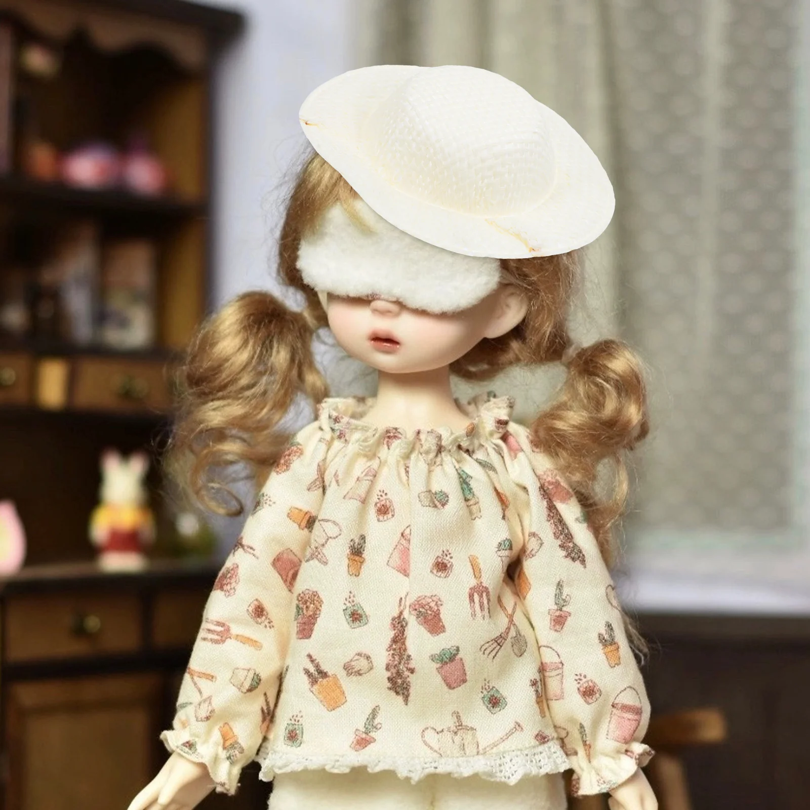 Mini chapeaux tissés pour l'artisanat, 15 pièces, petites décorations de paille mignonnes, accessoires faits à la main pour bricolage, Mini chapeaux de paille d'imitation