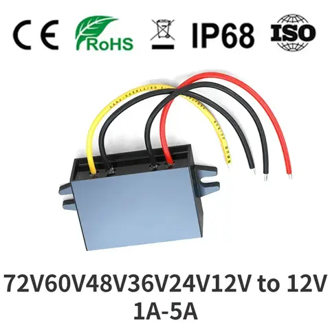 12v 60V 48V36V 24V to 12V 1A-5A Step-down 60V-12V Buck Truck Boat Car Power Supply Voltage Regulator Transformer dc converter