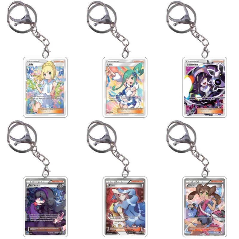 

Pokemon Keychain Cards Lillie Sylveon Lusamine Shauna Lana N Cynthia Anime Game Characters Self Made Acrylic Pendant Decoration