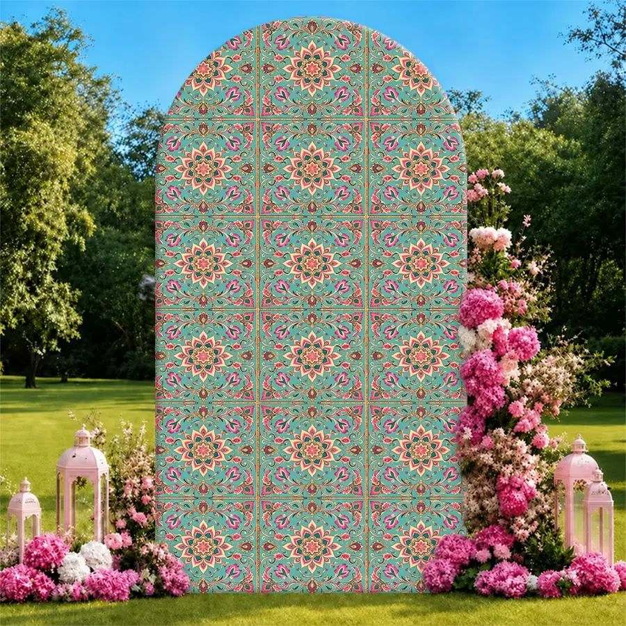 

Mandala Pattern Arch Backdrop Cover Party Backdrop Fabric Cover Birthday Party Baby Shower Photo Booth Wall BackgroundDecoration