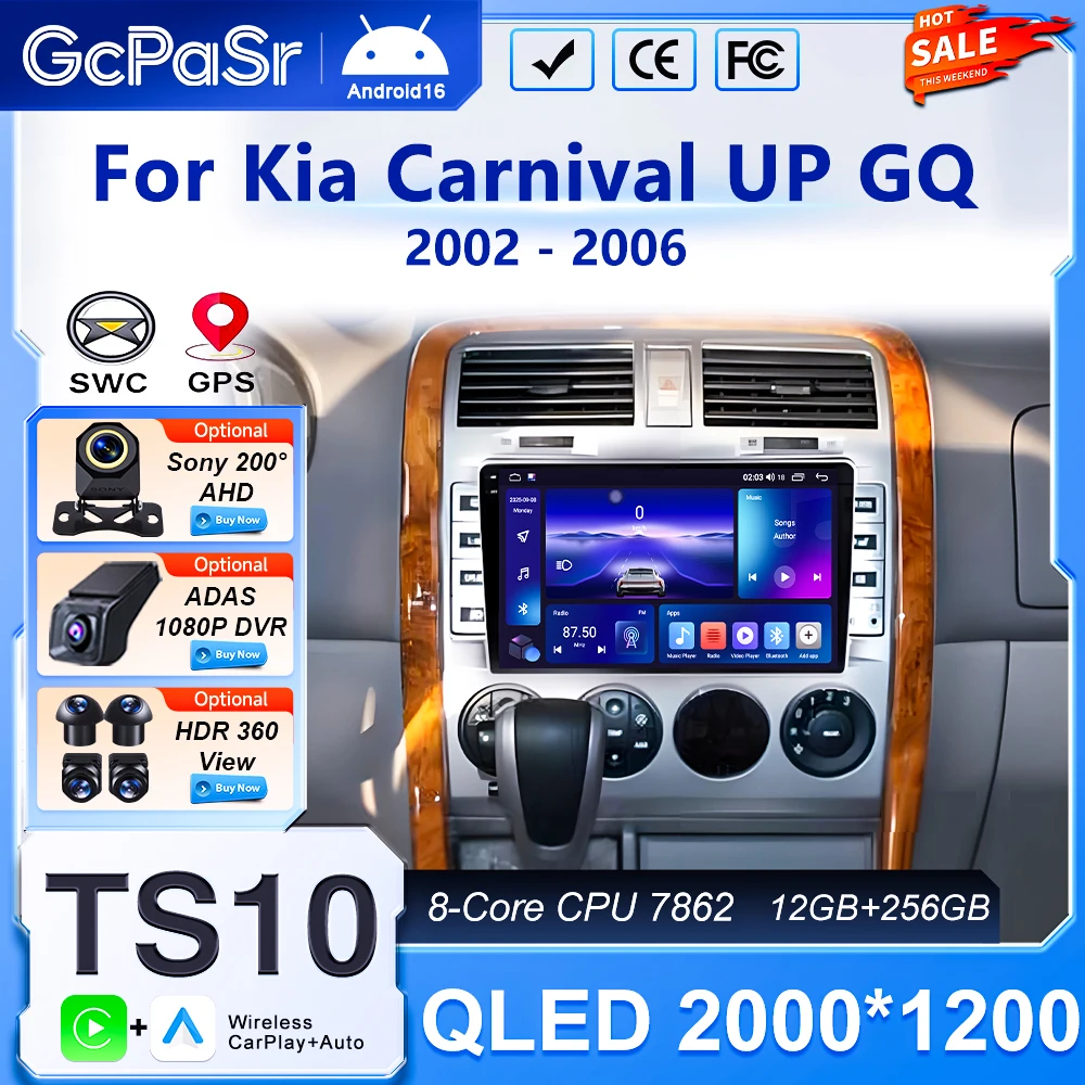 Android Wireless Carplay For Kia Carnival UP GQ 2002 2003 2004 2005 2006 Car Radio Multimedia GPS Navigation Bluetooth Head Unit