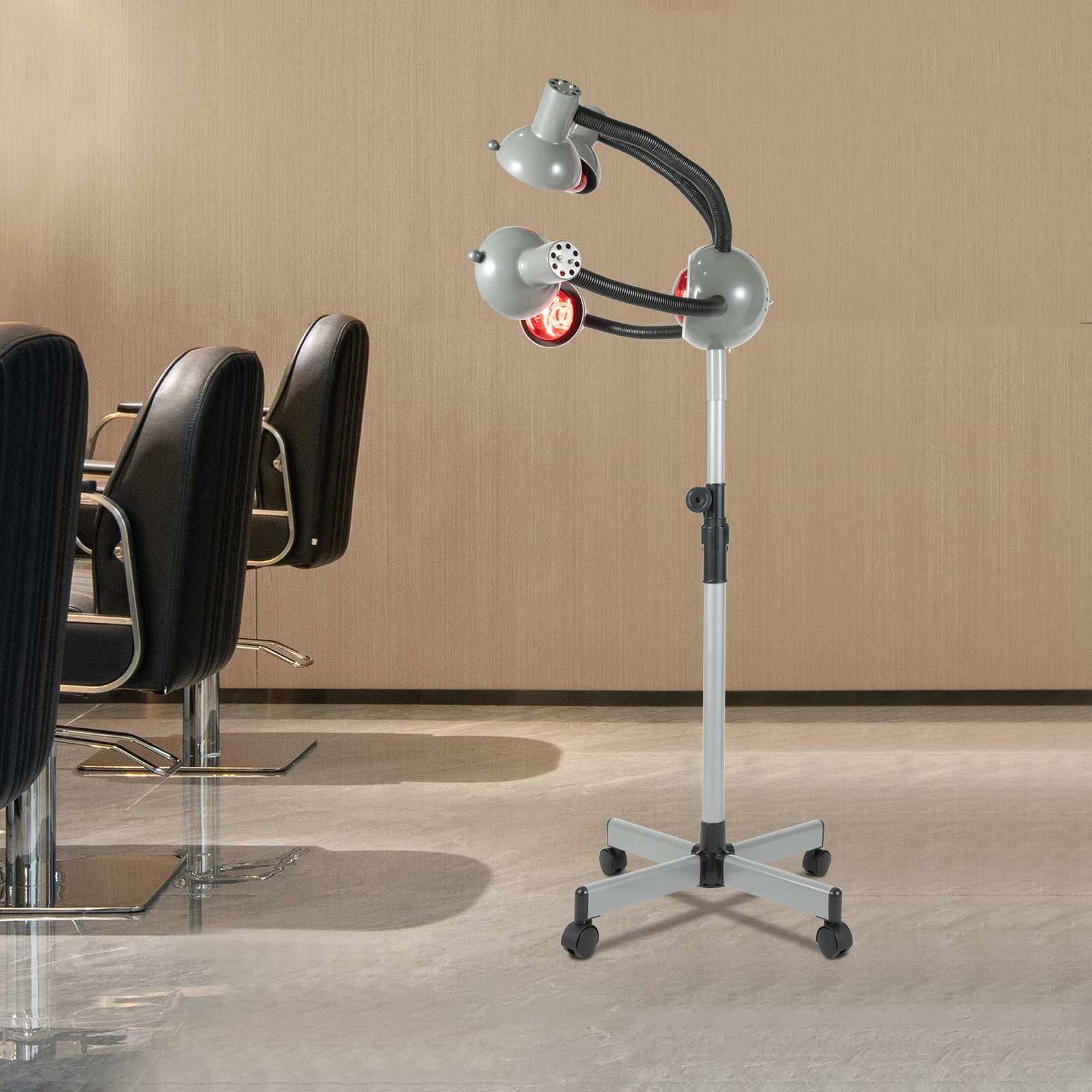 

Multi-Head Infrared Heat Lamp – 750W, Perfect for Perming, Dyeing & Hair Care, 5 Red Heads for Salon Efficiency black